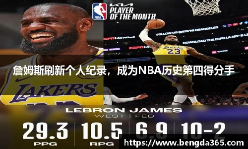 詹姆斯刷新个人纪录，成为NBA历史第四得分手